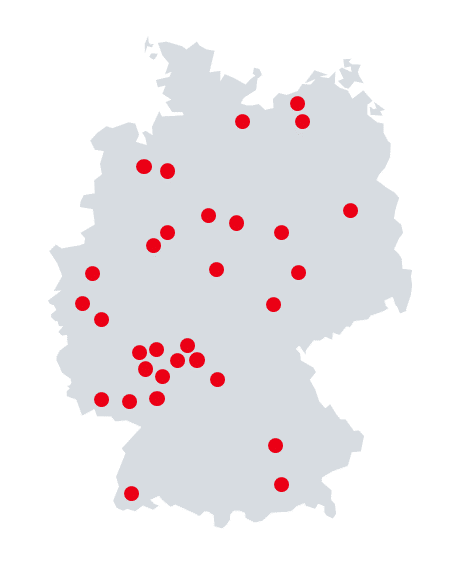 Deutschlandkarte mit Call a Bike-Stationen.