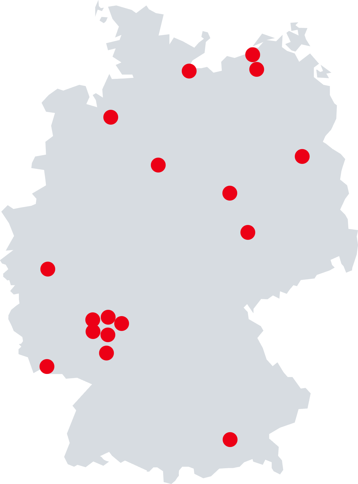 Deutschlandkarte mit Call a Bike-Stationen.
